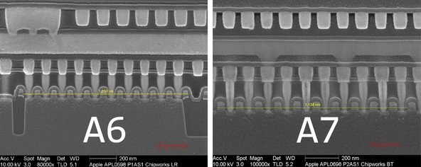 Apple A7 processor found in the iPhone 5s. Photo by Chipworks