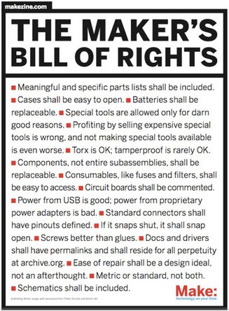 The maker's bill of rights from Zero to Maker