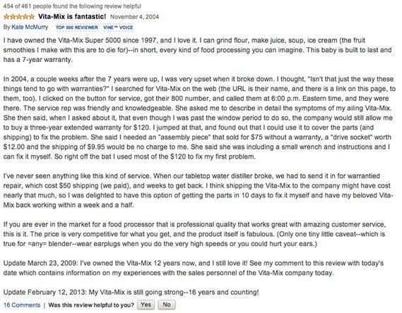 VitaMix Amazon review in Zero to Maker