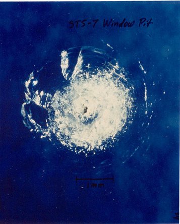 NASA image of space debris impact