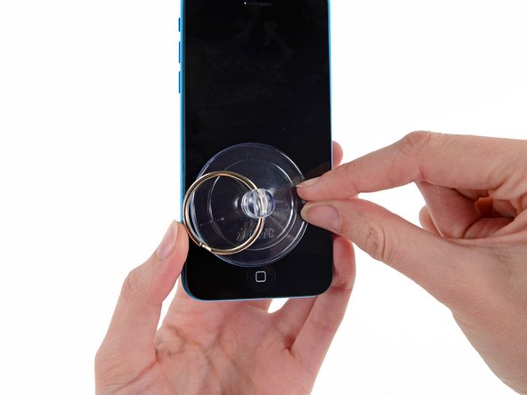 Image 1/1: Remove the suction cup from the display assembly.