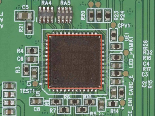 Image 2/2: The back of the LCD hosts a Himax [http://www.himax.com.tw/en/product/pd111.asp|HX8851|new_window=true] timing controller.