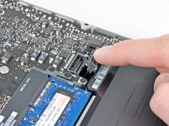 Bend the battery cable slightly away from its socket on the logic board so it does not accidentally connect itself while you work.