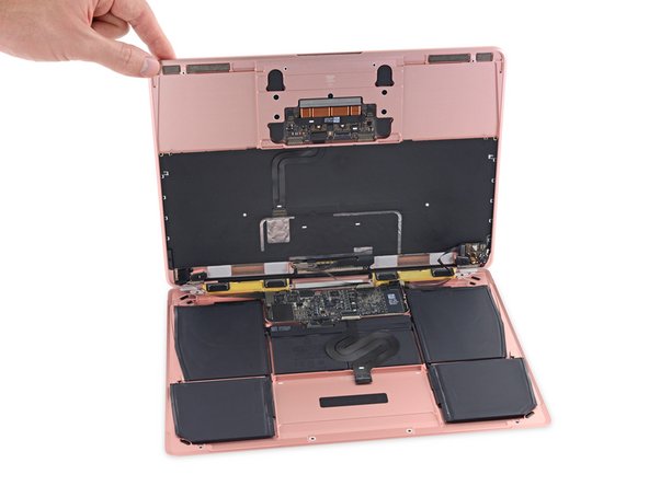 Rose gold Retina Macbook 2016 on the teardown table