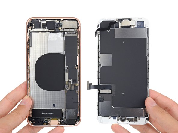 Just a few turns from our Phillips and tri-point drivers and the display is free ... to hit the bench. For the full scoop on the display, check out our iPhone 8 Teardown.