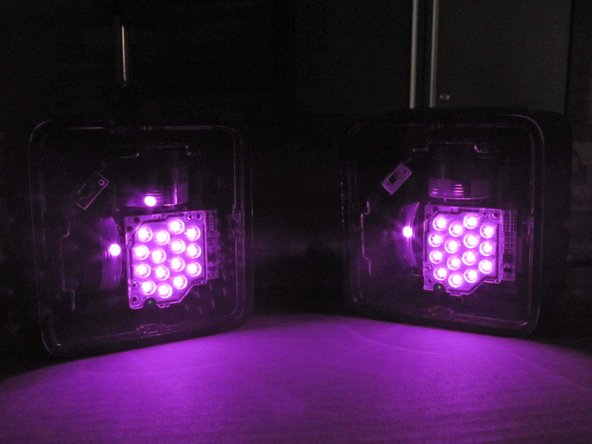 Image 3/3: Each Lighthouse flashes its IR LED array, signaling the start of a cycle. Vertical and horizontal lasers then sweep across the room, and all of those fancy photosensors on the headset and controllers start looking for lasers.