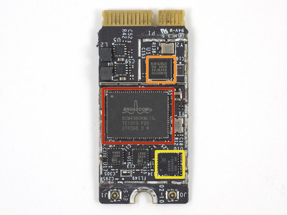 Image 3/3: Broadcom [link|http://www.broadcom.com/products/Wireless-LAN/802.11-Wireless-LAN-Solutions/BCM4360|BCM4360|new_window=true] 5G WiFi 3-stream 802.11ac gigabit transceiver