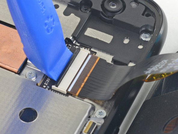 Use tweezers to carefully slide the display cable out of the ZIF socket.