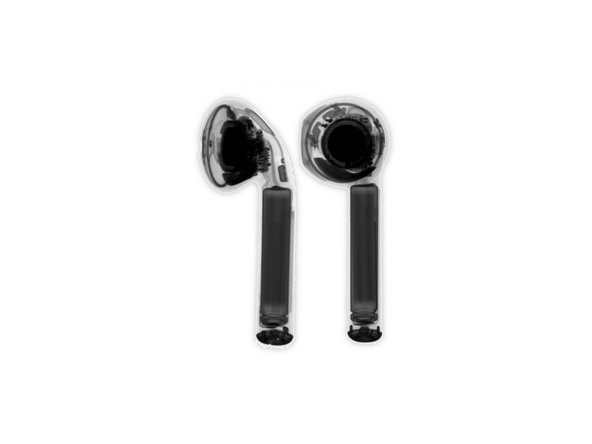 The 'Pods are individually labeled with separate model numbers—A1722 (left) and A1523 (right)—and FCC IDs, BCG-A1722 and BCG-1523.