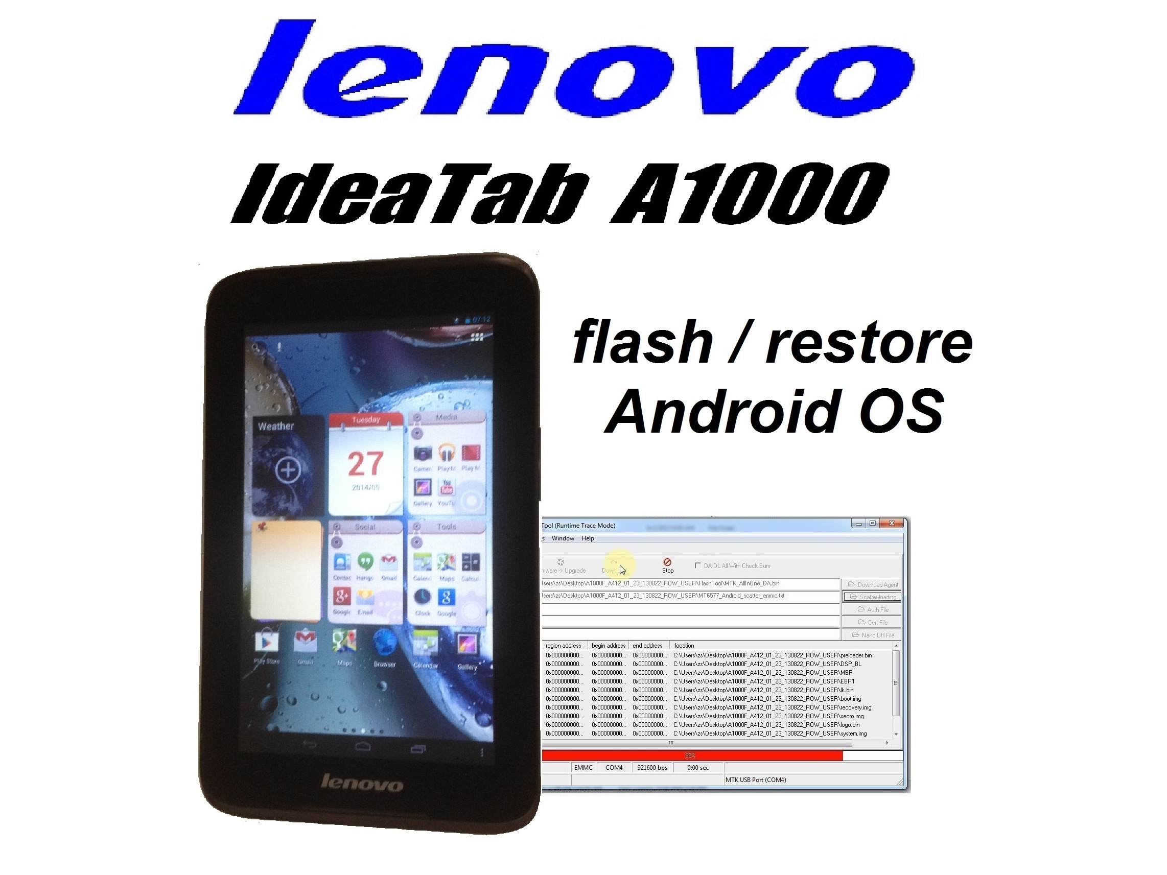 Lenovo Ideatab A1000F How to flash Stock ROM / How to change Firmware -  iFixit Repair
