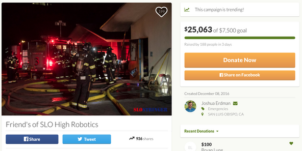 GoFundMe campaign for San Luis Obispo high school robotics team