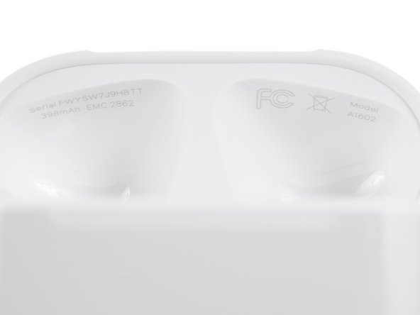 The charge case cover sports a new model number—A1602—and offers up some info on the case's overall power capacity: 398 mAh.