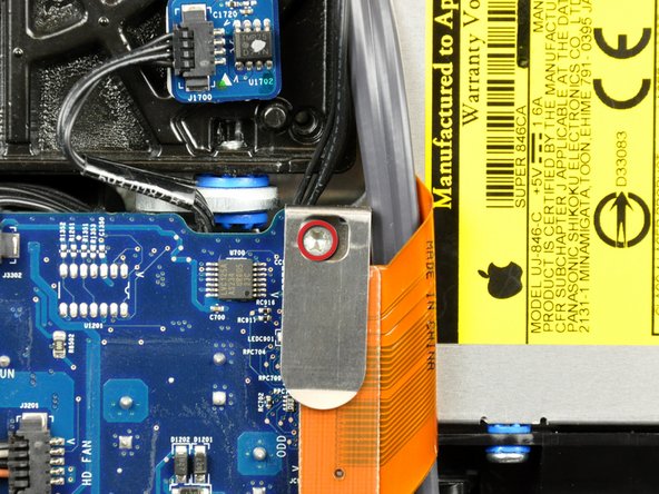 Image 1/2: Remove the flex cable mounting bracket.