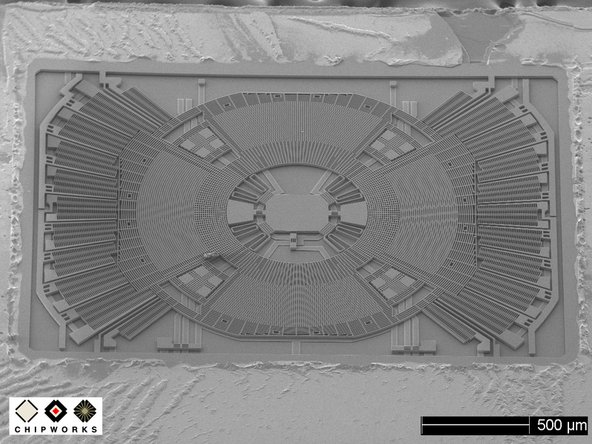 Electron microscope image of the chip in the iPhone 4 gyroscope