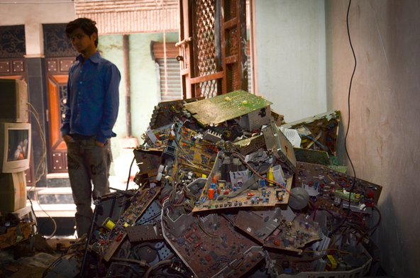 Pile of computer e-waste