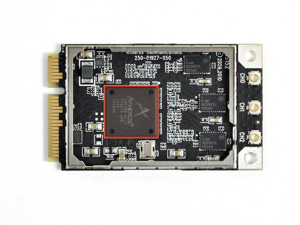 Image 2/2: At the heart of the Wi-Fi card is an Atheros AR9388-AL1A 802.11n wireless LAN chip.
