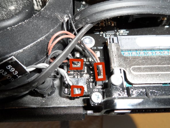 Image 2/3: Each one of these three connectors has a different number of pins so you can't mix them up when reconnecting. Thanks, Apple!