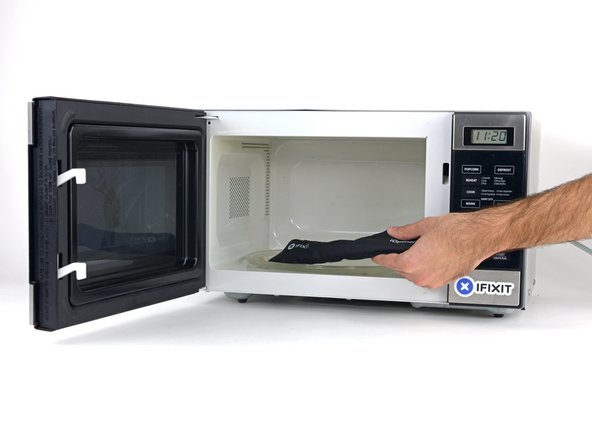 We recommend that you clean your microwave before proceeding, as any nasty gunk on the bottom may end up stuck to the iOpener.