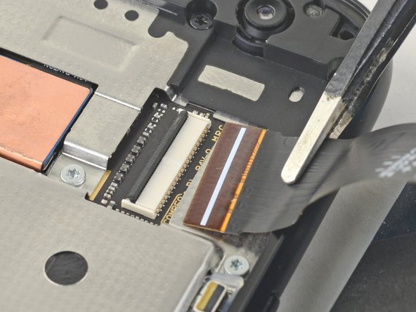 Use tweezers to carefully slide the display cable out of the ZIF socket.