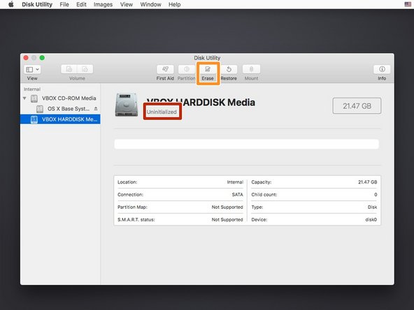 Select your hard drive from the left column in Disk Utility.