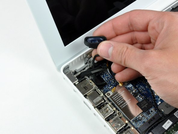 Image 3/3: '''Do not''' attempt to fully remove the speaker from the laptop, it is still attached the the logic board.