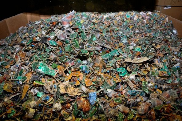 E-waste at a recycling facility