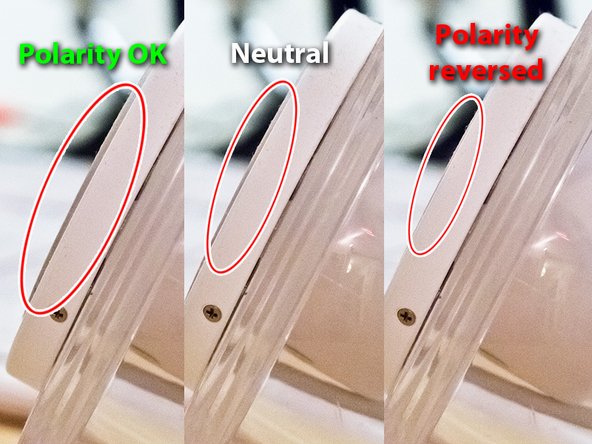 Image 1/1: If the speaker cone bulges out (left image), you've got the proper polarity. You now know that the wire on the positive terminal of the AA battery is your "+" wire, i.e. it will connect with the "+" output of your amp.