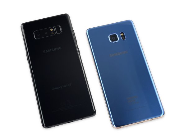 But first, a quick exterior comparison of the Note8 and Note7 Fan Edition reveals a bigger display, slimmer bezels, and a fingerprint sensor that has migrated to the back of the phone—where it's now joined by not one, but two cameras.