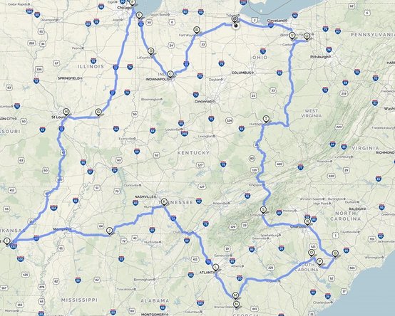 Repair road trip map