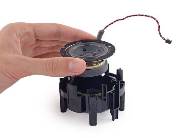Image 3/3: Tweeter separated, and removed from its housing. Check out [http://en.wikipedia.org/wiki/Tweeter#Operation|that magnet|new_window=true].