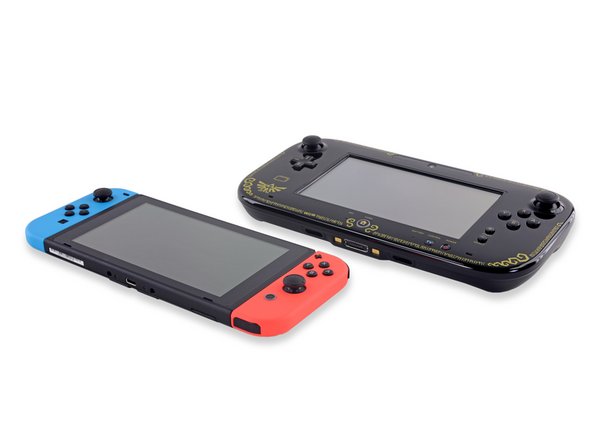 Image 3/3: Despite added functionality, the Joy-Con'd console only weighs 0.88 pounds— less than the 1.1 pound [https://www.ifixit.com/Teardown/Nintendo+Wii+U+Teardown/11796#s42195|new_window=true|Wii U GamePad].