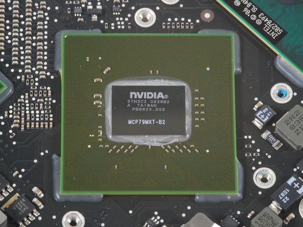Image 1/2: The first chip is marked 37N3C2 0836B2 PB6623.S03 MCP79MXT-B2. This is the [http://www.nvidia.com/object/product_geforce_9400m_g_us.html|GeForce 9400M], also serving as a northbridge.