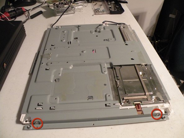 Image 1/3: Remove all of these screws from the metal frame.