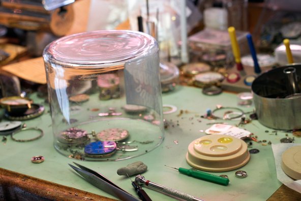 Tools at watchmaker workshop in San Luis Obispo