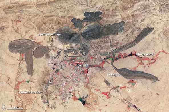 Baotou rare earth metals mining area from the air