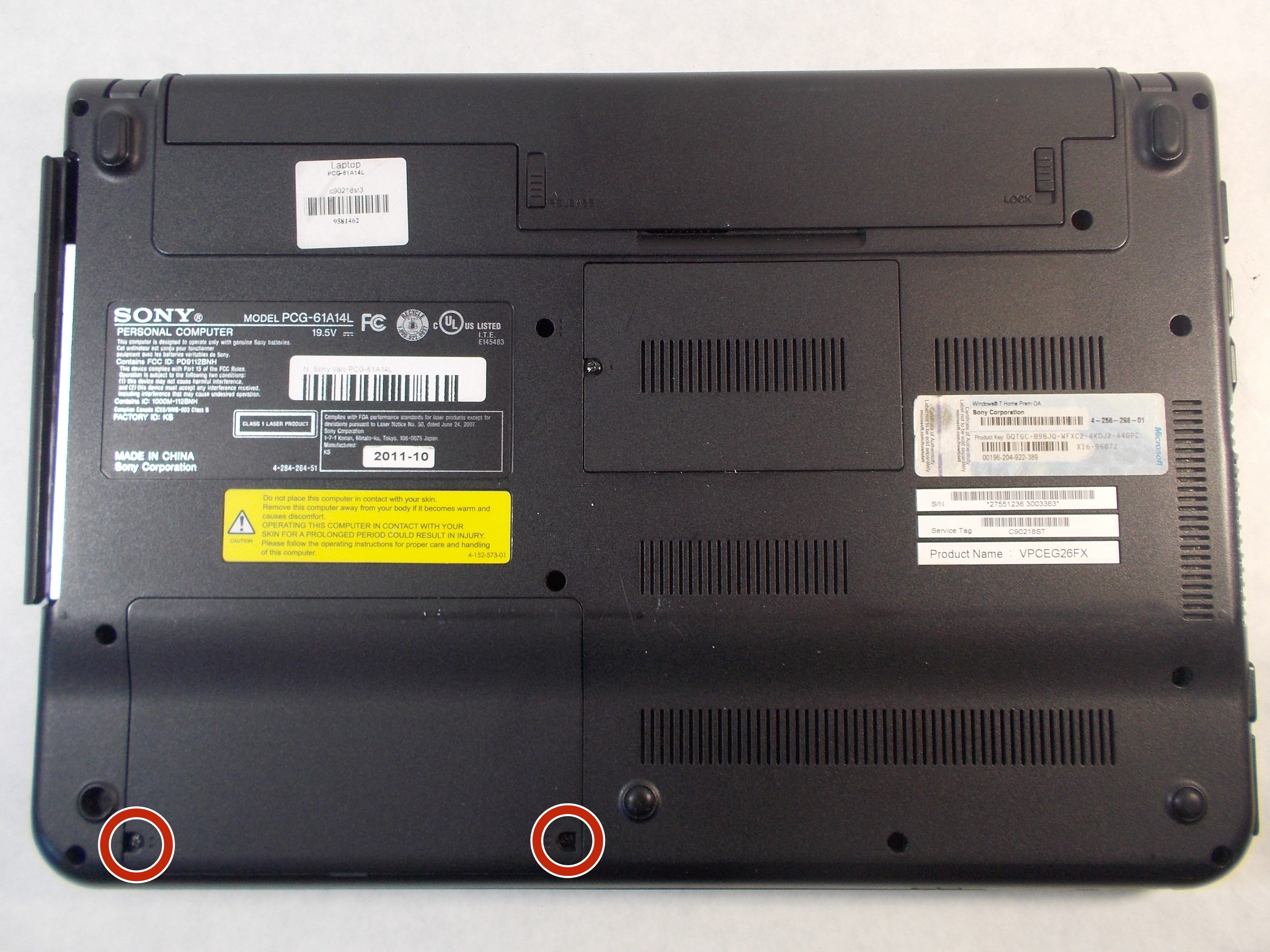 Sony Vaio PCG61A14L Hard Drive Replacement iFixit Repair Guide