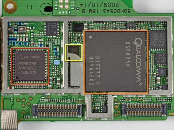 Logic board in the Google Nexus One, showing the A1026 voice processor