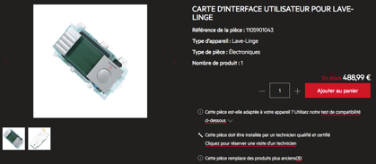 Comparing washing machine part prices